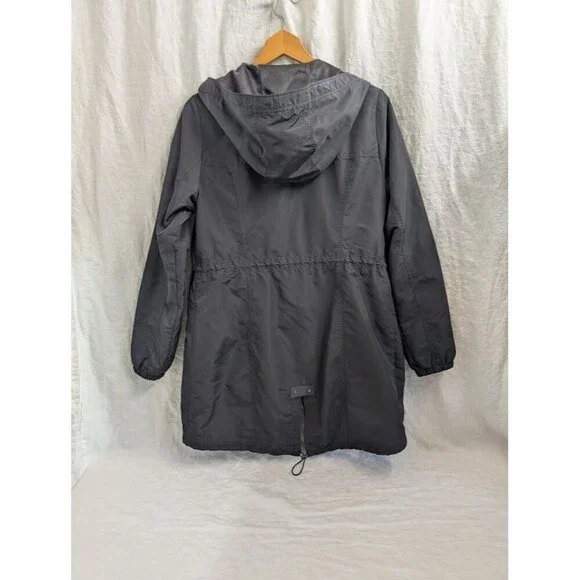 Abercrombie & Fitch gray windbreaker zip up hooded jacket women's size Medium - Picture 5 of 7